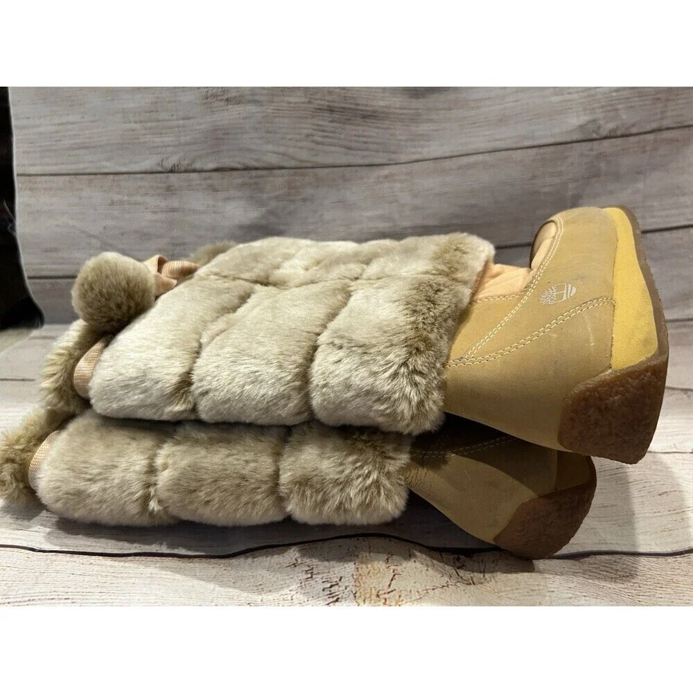 Timberland Junior Big Kid Winterberry Tall Fur Medium Boot Wheat Size 2